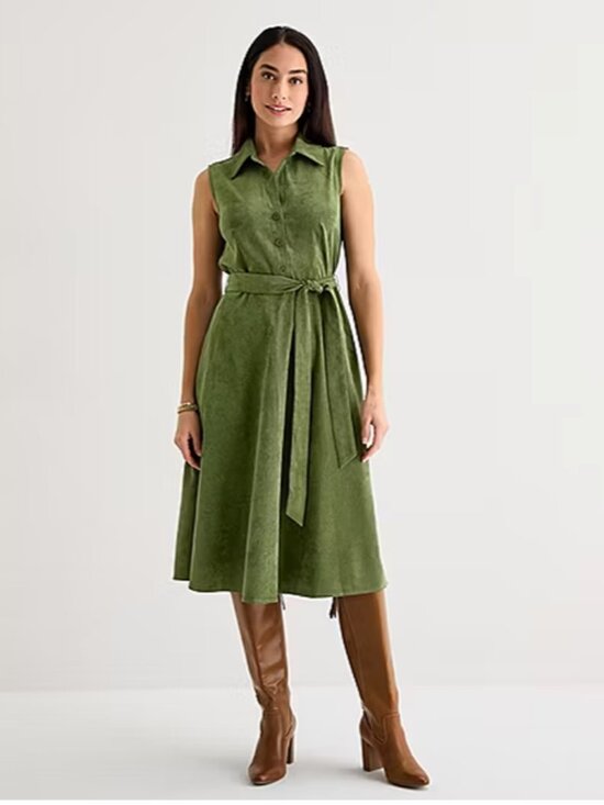 Isabel & Nina Dresses & Skirts - Women's Rust Olive Sleeveless Midi Dress